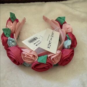 Janie and Jack Pink and Green Floral Headband